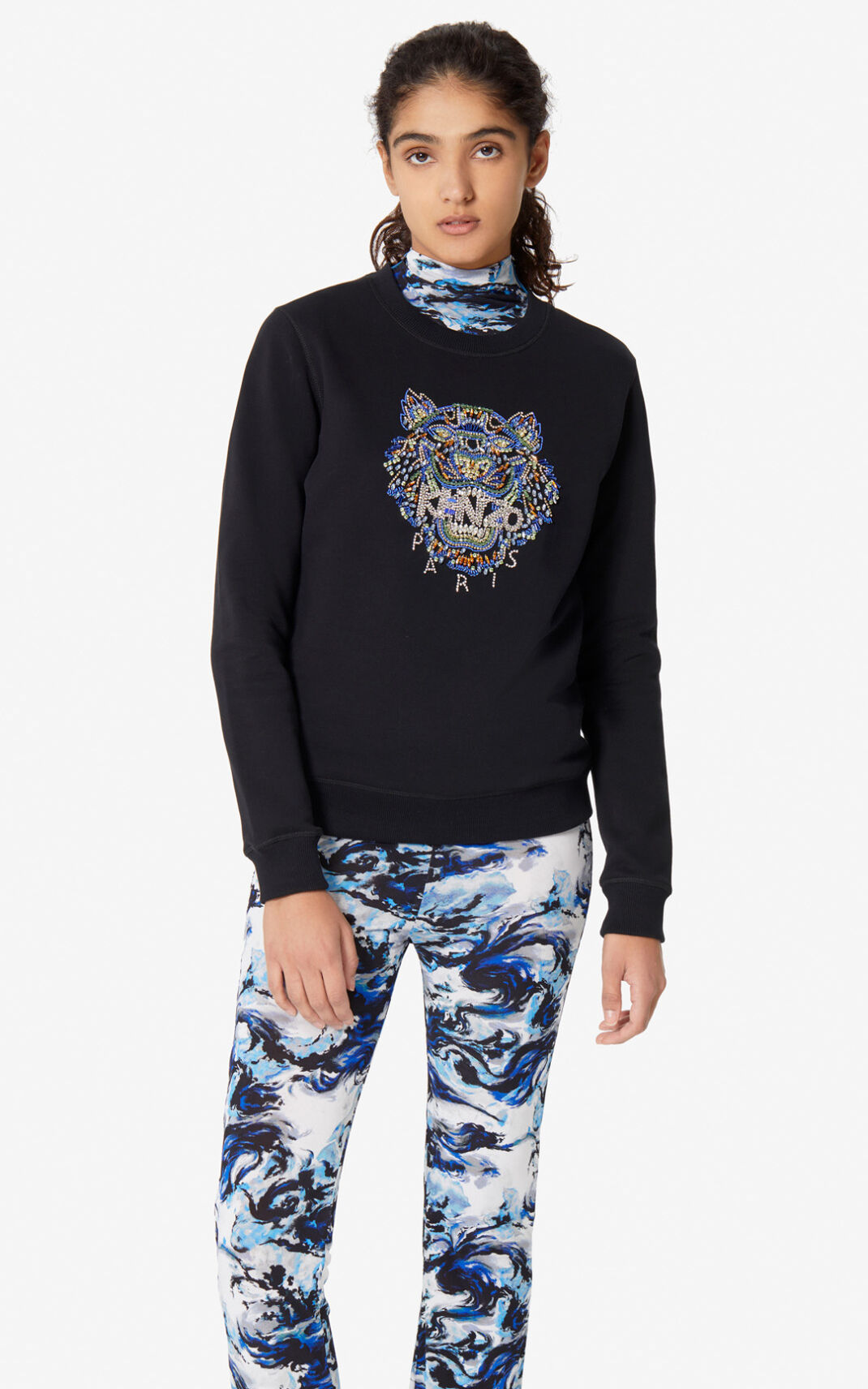 Kenzo Tiger hand embroidered Ženska Puloverji Črna SI-4377305